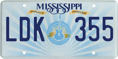MS license plate LDK355