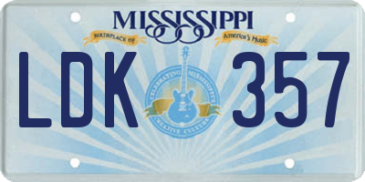 MS license plate LDK357