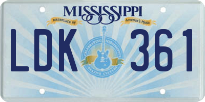 MS license plate LDK361