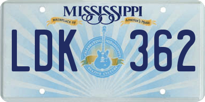 MS license plate LDK362