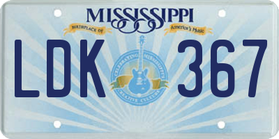 MS license plate LDK367