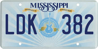MS license plate LDK382