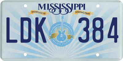 MS license plate LDK384