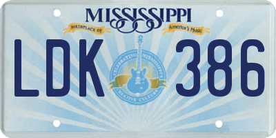 MS license plate LDK386