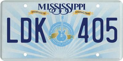 MS license plate LDK405