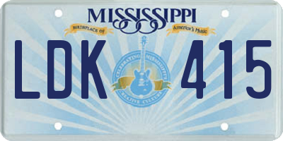 MS license plate LDK415