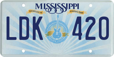 MS license plate LDK420