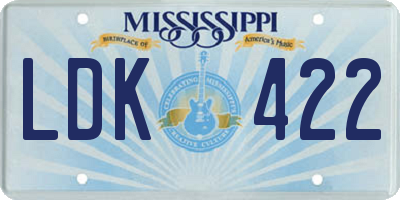 MS license plate LDK422
