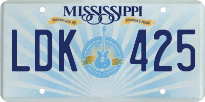 MS license plate LDK425