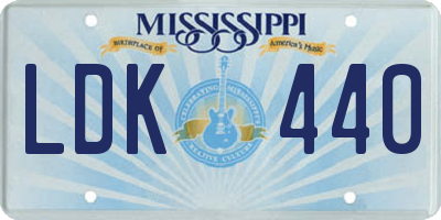 MS license plate LDK440