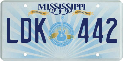 MS license plate LDK442