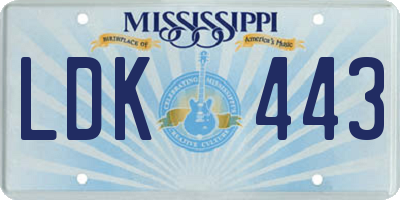 MS license plate LDK443