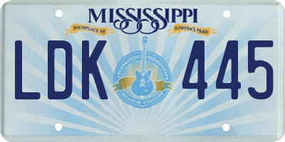 MS license plate LDK445