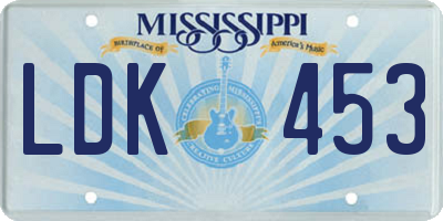 MS license plate LDK453