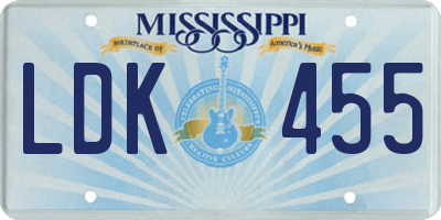 MS license plate LDK455