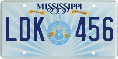 MS license plate LDK456