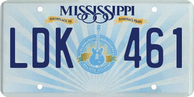 MS license plate LDK461