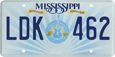 MS license plate LDK462