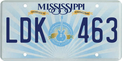 MS license plate LDK463