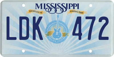MS license plate LDK472