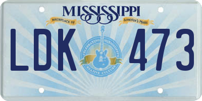 MS license plate LDK473