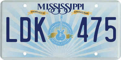 MS license plate LDK475