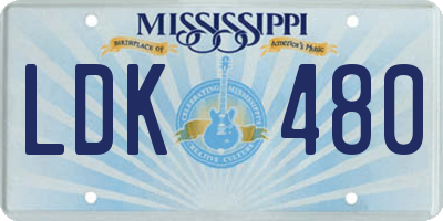 MS license plate LDK480