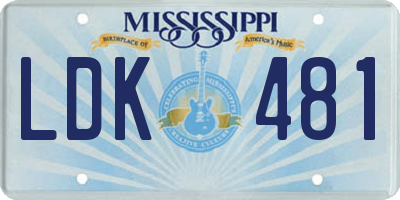 MS license plate LDK481