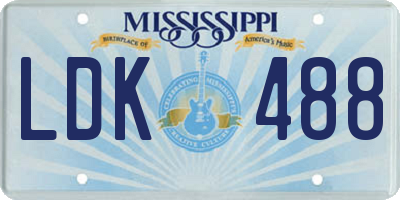 MS license plate LDK488