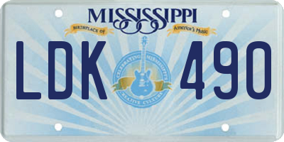 MS license plate LDK490