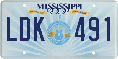 MS license plate LDK491