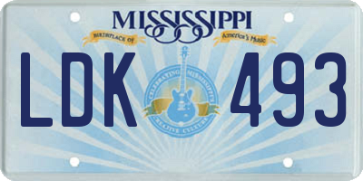 MS license plate LDK493