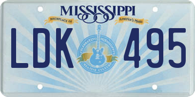 MS license plate LDK495