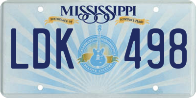 MS license plate LDK498