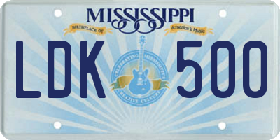 MS license plate LDK500