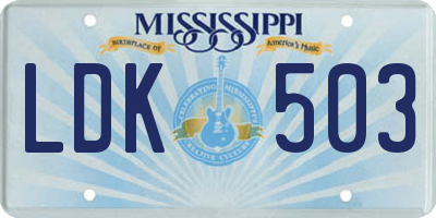 MS license plate LDK503