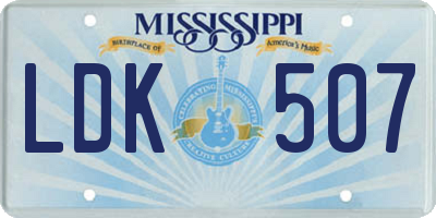 MS license plate LDK507