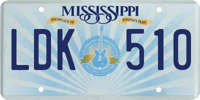 MS license plate LDK510