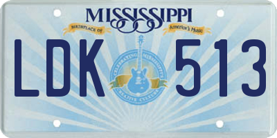 MS license plate LDK513