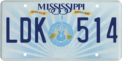 MS license plate LDK514