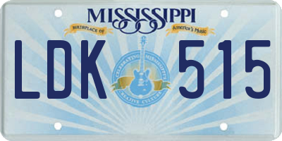 MS license plate LDK515