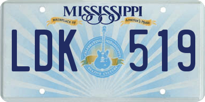 MS license plate LDK519