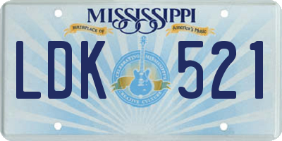 MS license plate LDK521