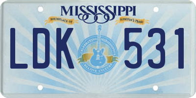 MS license plate LDK531