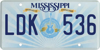 MS license plate LDK536