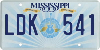 MS license plate LDK541
