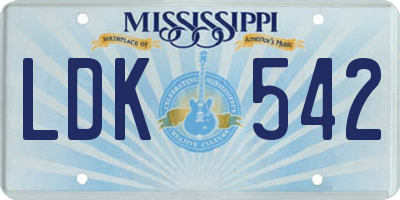 MS license plate LDK542