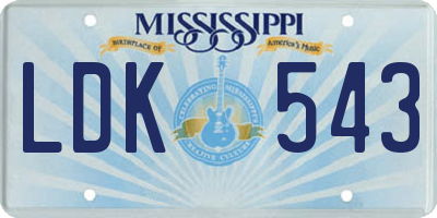 MS license plate LDK543