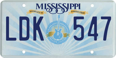 MS license plate LDK547
