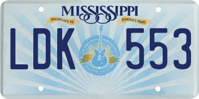 MS license plate LDK553